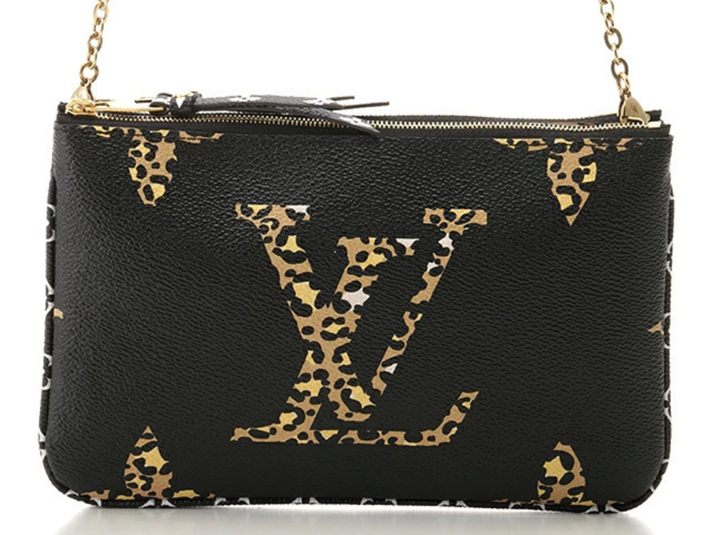 LOUIS VUITTON Chain Shoulder Bag Pochette Double Zip Giant Monogram